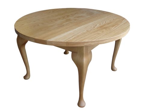 Round wooden table with curved legs