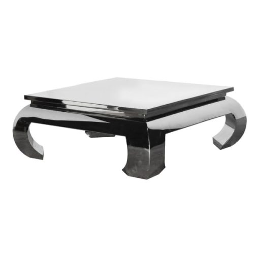 Square polished stainless steel table
