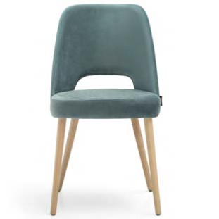Blue-grey Axel side chair with wooden legs