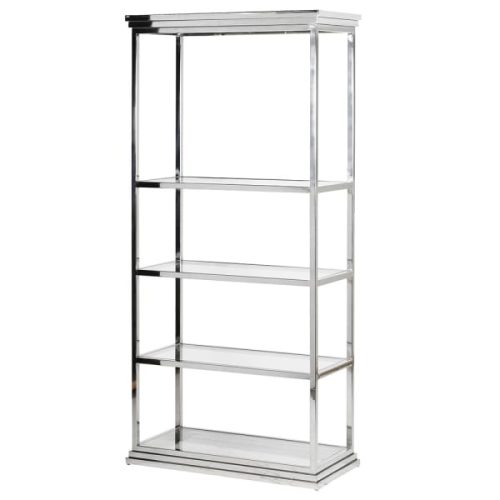 Large steel and glass shelving unit