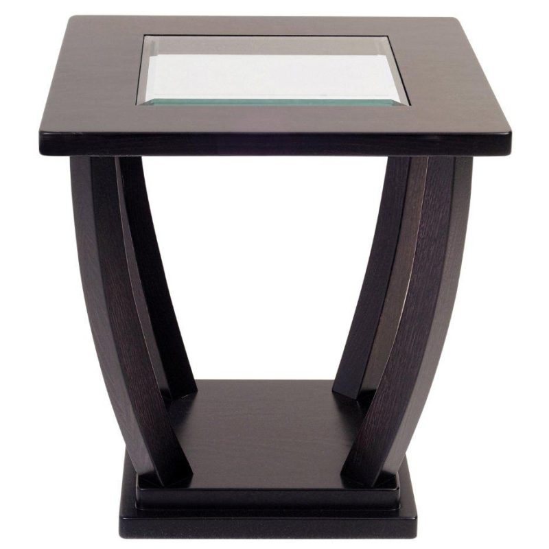 Dark brown wooden square side table