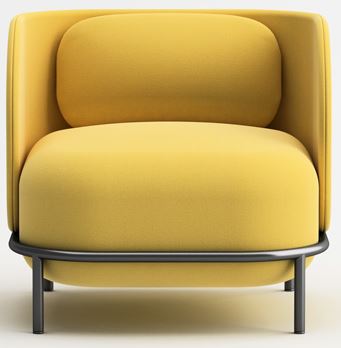 Bold lounge armchair with yellow fabric