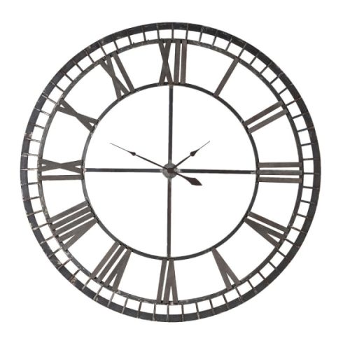 Iron wall clock with Roman numerals