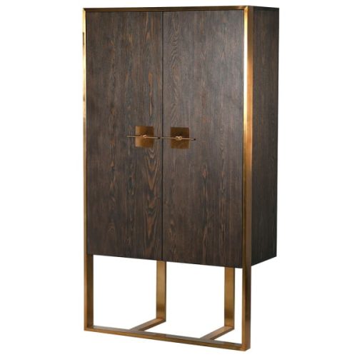 Dark brown and gold drinks cabinet