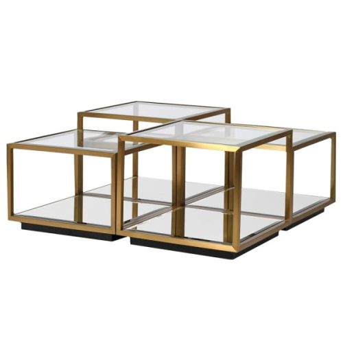 Glass table with gold stainless steel