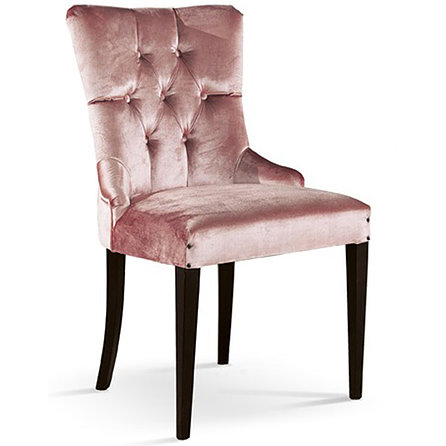 Armchair upholstered in a velvet pink fabric