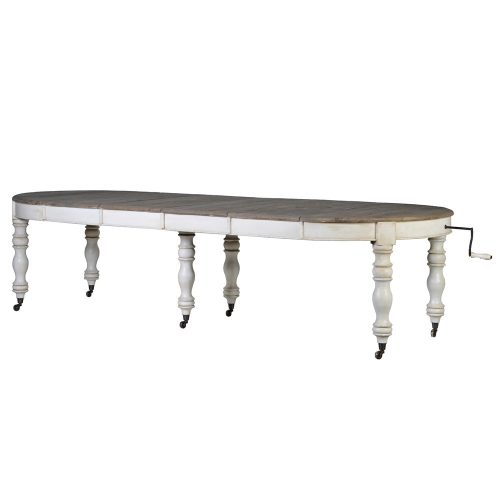 Oval extending dining table in white