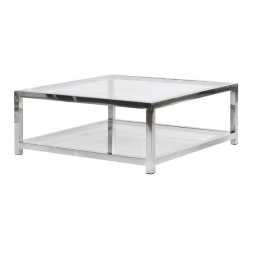 Stainless steel and glass square coffee table