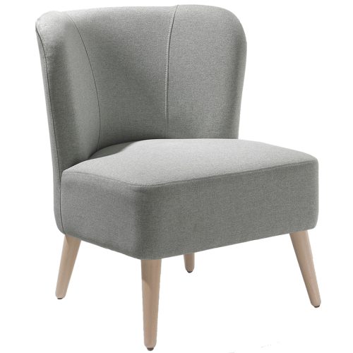 Grey lounge chair with wooden legs