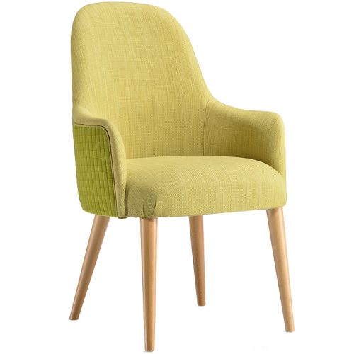 Yellow armchair with wooden legs