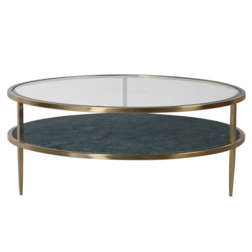 Round green marble coffee table