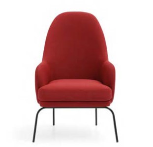 Red Saul chair with high back