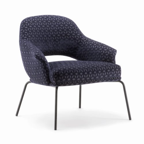 Wings metal armchair with cut-out back