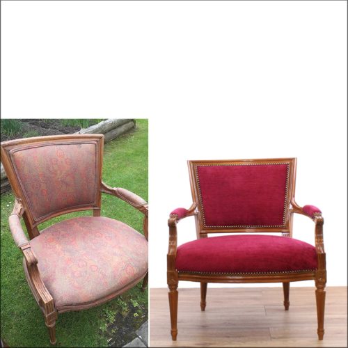 Antique chair reupholstery - before and after