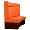 Orange and black banquette seating