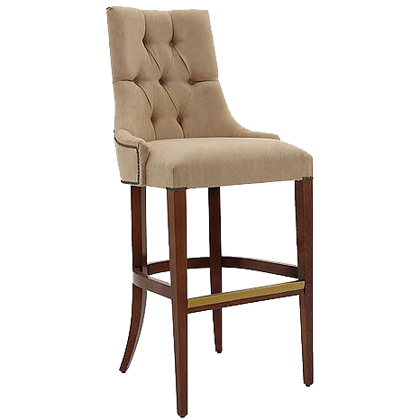 Beige bar stool with deep buttoned back
