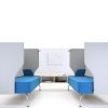 2 blue and grey booth sofas