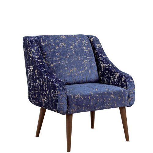 Blue lounge chair with a mock-distressed pattern