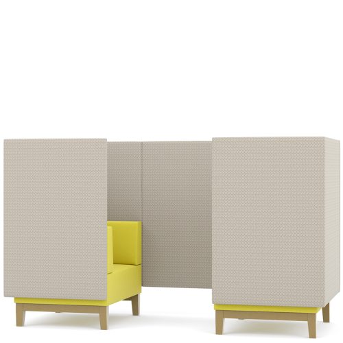 Grey and yellow booth seating
