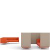 Orange corner sofa and orange and grey booth seating