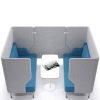 Blue and grey three sided meeting booth