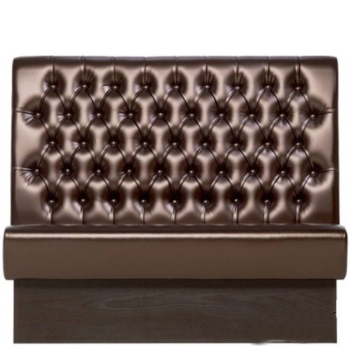 Brown leather-style banquette seating