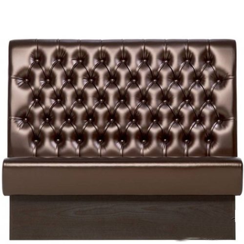 Brown leather-style banquette seating