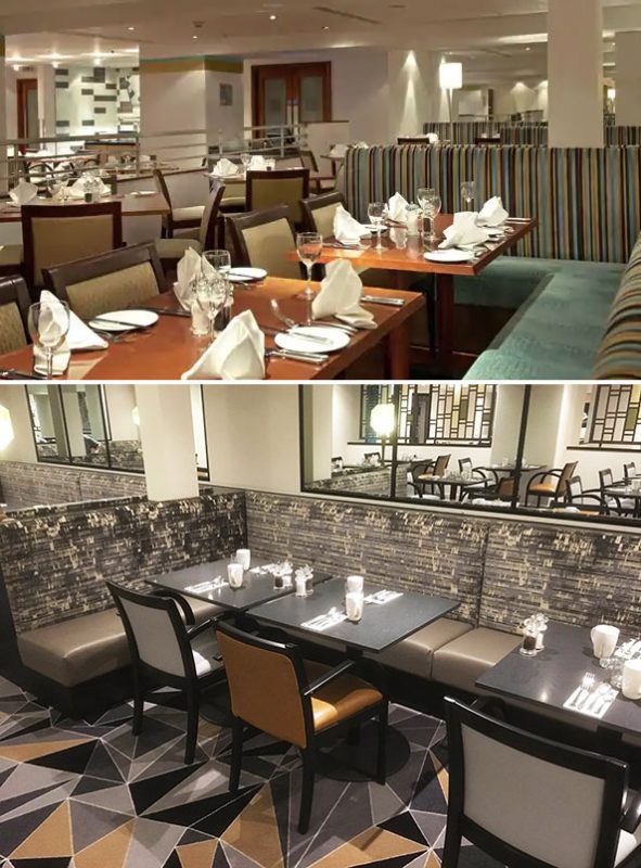 Hotel dining room refurbishment - before and after