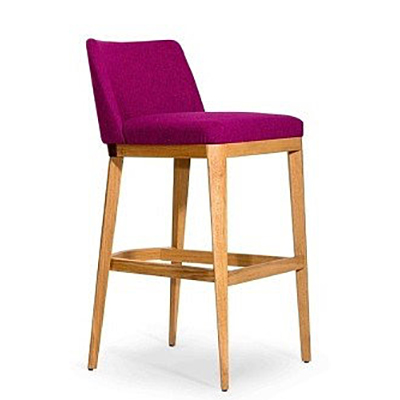 Pink bar stool with wooden legs