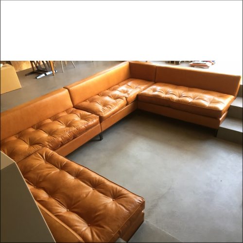 Large brown leather sofa