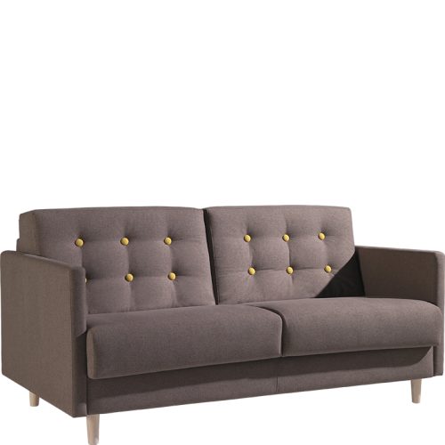 Brown sofa bed with yellow studs