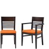 Orange and black dining chairs