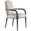 White armchair with dark wooden arms