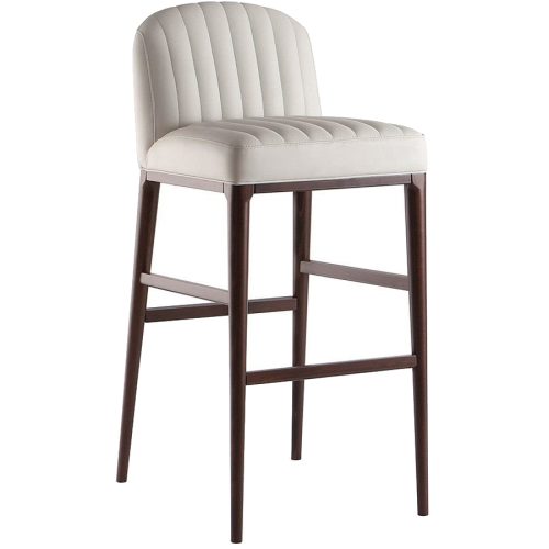 White bar stool with wooden legs