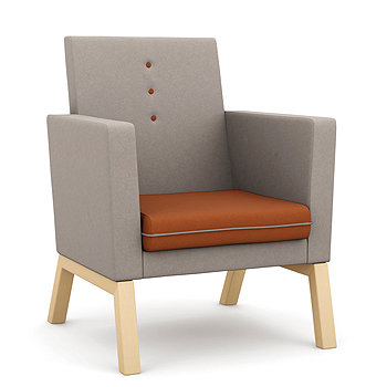 High backed orange and grey armchair