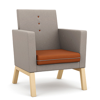 High backed orange and grey armchair