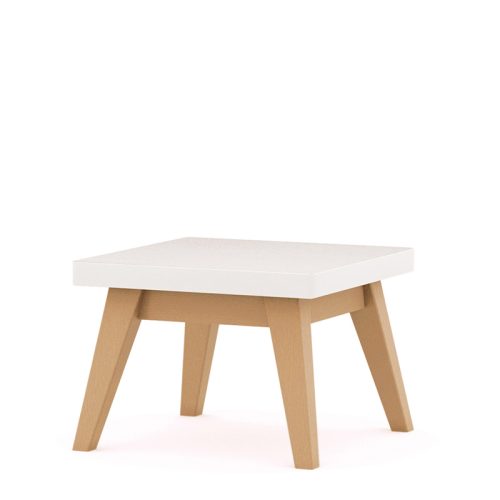 White square table with wooden legs