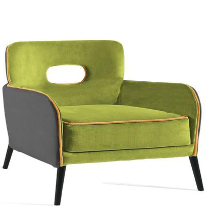 Green lounge chair with orange edging