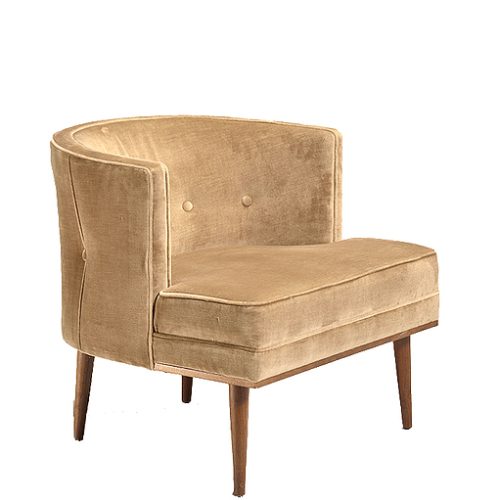 Brown armchair with a curved back