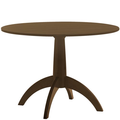 Round brown pedestal table