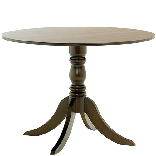 Round brown pedestal table