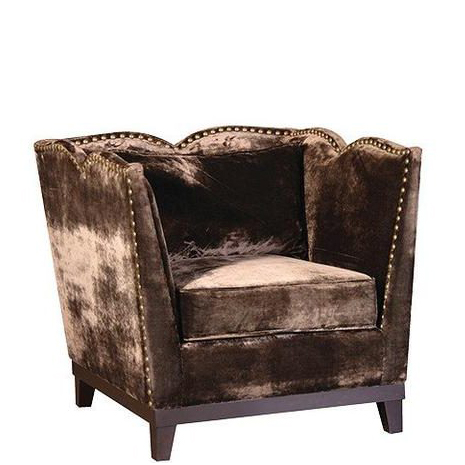 Cube style armchair in a brown fabric