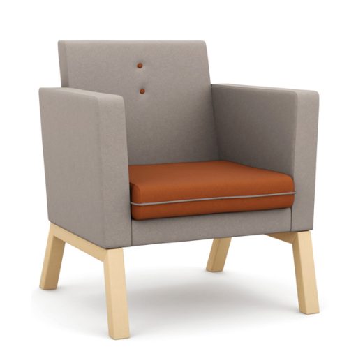 Medium backed grey and orange armchair