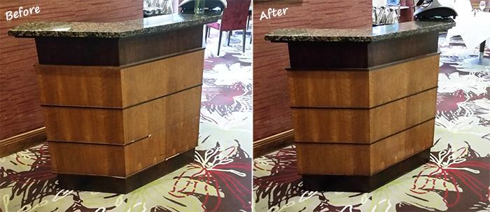 Renovated restaurant host desk