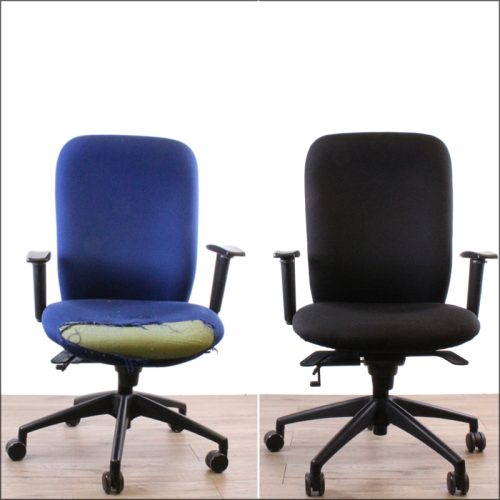 Office chair reupholstery - before and after