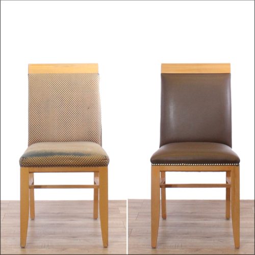 Reupholstered side chair - before and after