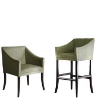 Green armchair and green bar stool