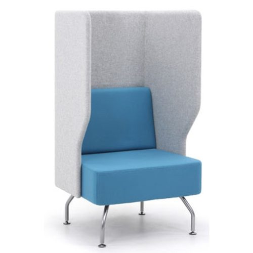 Blue and grey booth seat