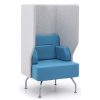 Blue and grey booth seat