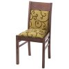 Hotel dining chair in yellow fabric with a black pattern